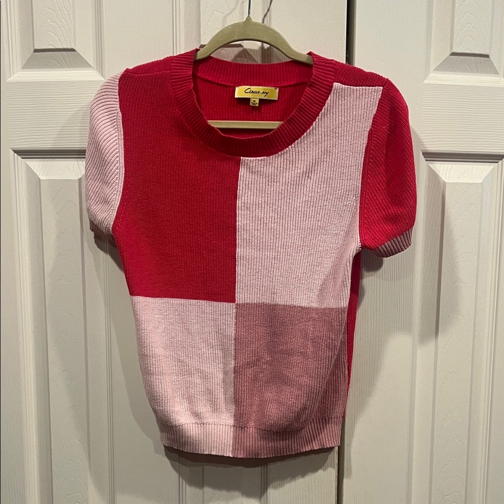 Darling Colorblock Red and Pink Sweater